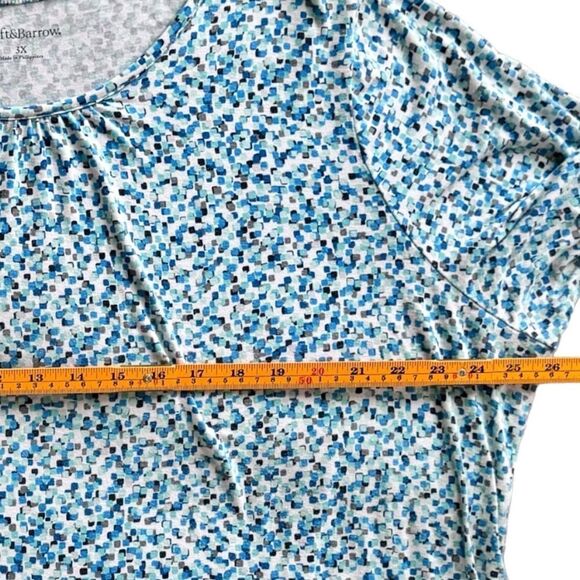 Croft & Barrow Relaxed Blue Print Bell Sleeve Pullover Flowy Blouse Top. 3X Plus - Picture 3 of 6